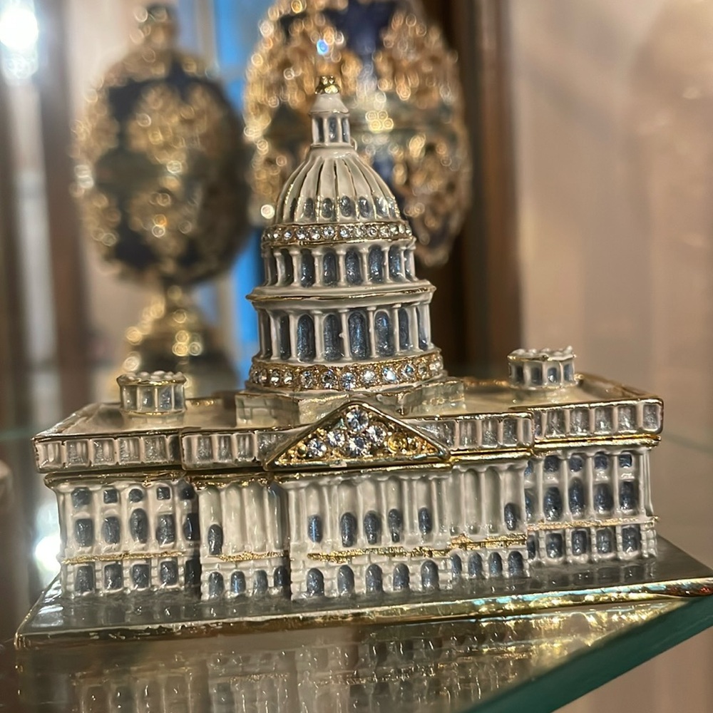Austrian Crystal Elegant Capitol Building Trinket Box